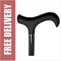 Black Diamond Carbon Fibre Walking Stick with a Soft Touch Derby Handle. (Maximum length 37")